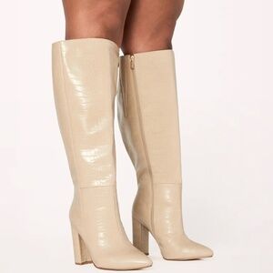 Billini Wide Calf Tan Croc Boot